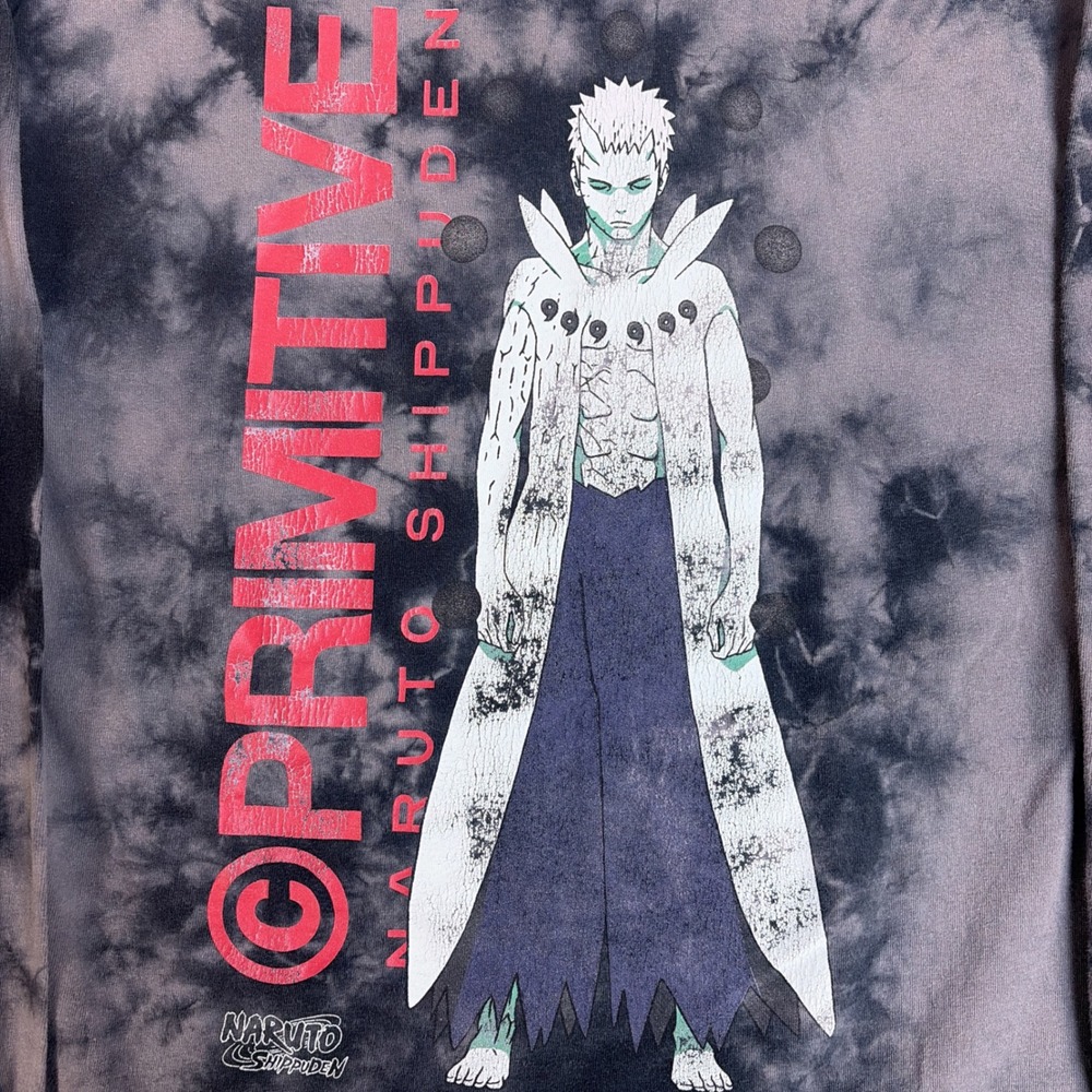 Primitive Naruto Shippuden Tie Dye Long Sleeve Shirt Grey Black Mens Medium - Picture 3 of 10